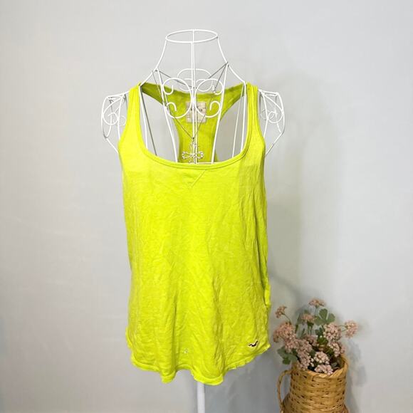 Cute vintage y2k neon green/ yellow hollister tank top with bird logo - Picture 1 of 6
